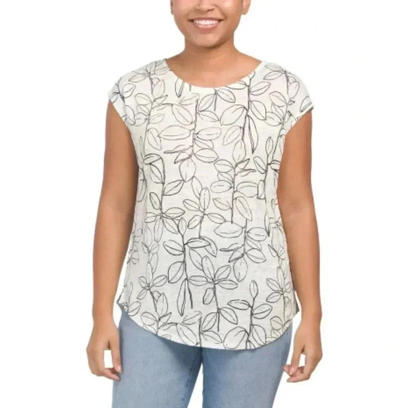 Cynthia Rowley Linen Drop Sleeve Top - Picture 1 of 12